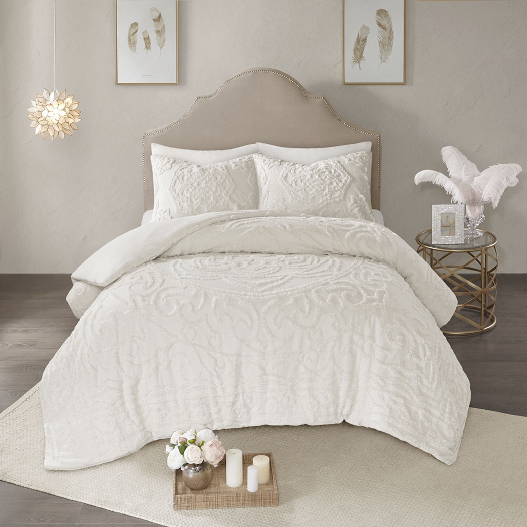 Mazant White 3 Pc Full/Queen Duvet Set - Thumbnail - Image 3