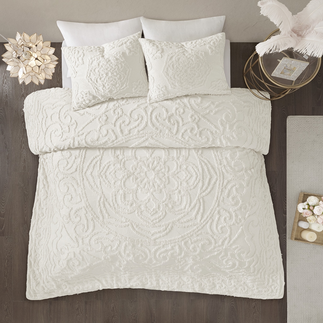 Mazant White 3 Pc King/California King Duvet Set - Thumbnail - Image 2