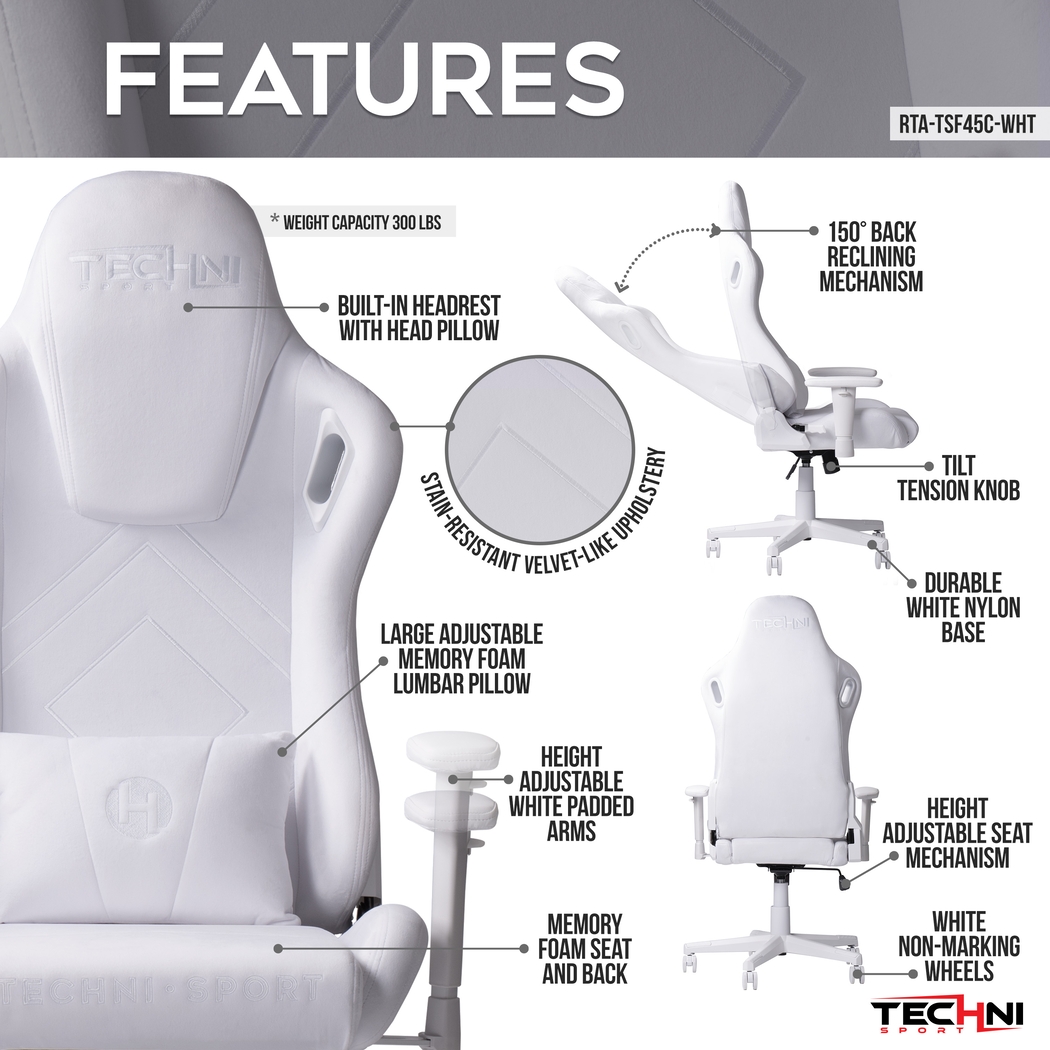 Mazroz White Gaming Chair - Thumbnail - Image 3