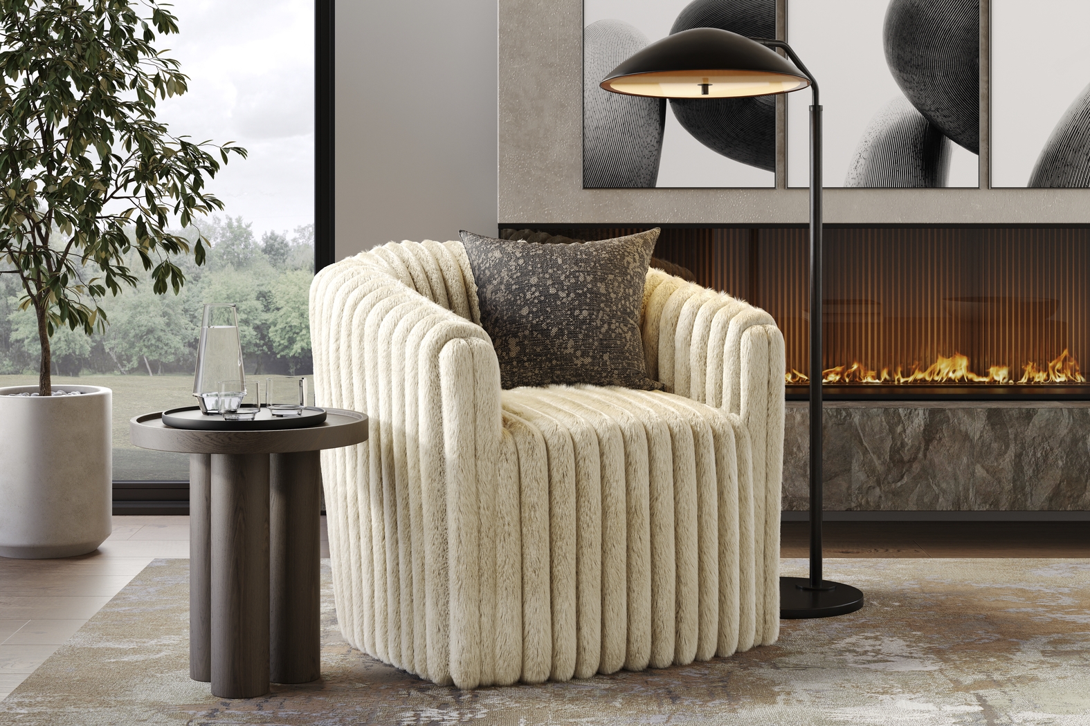 McCord Beige Swivel Chair - Thumbnail - Image 3