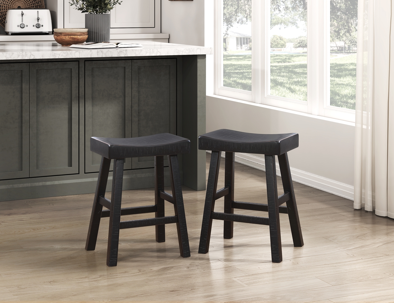 Mcewen Black Counter Height Stool, Set of 2 - Thumbnail - Image 2