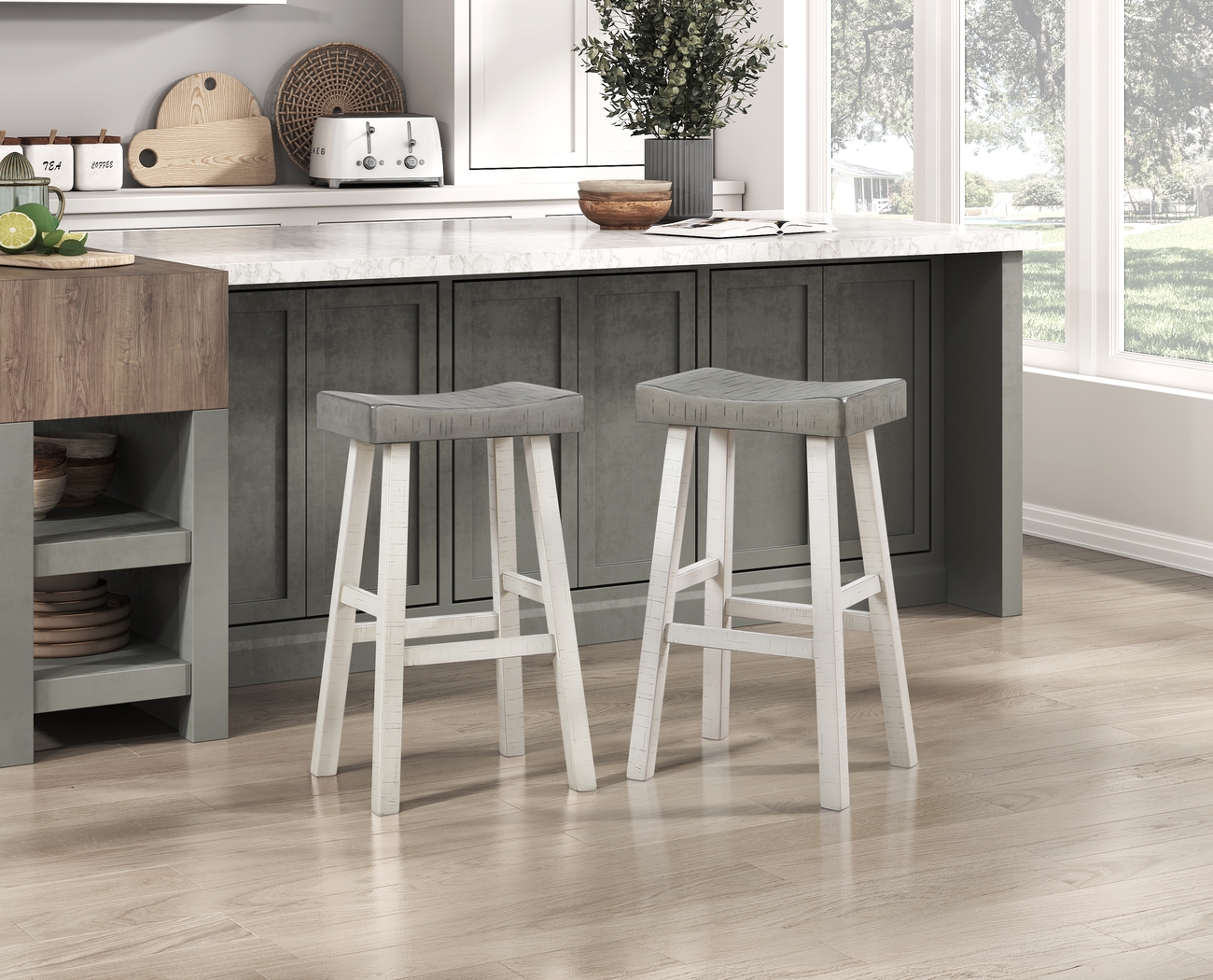 Mcewen Gray Bar Stool, Set of 2 - Thumbnail - Image 2