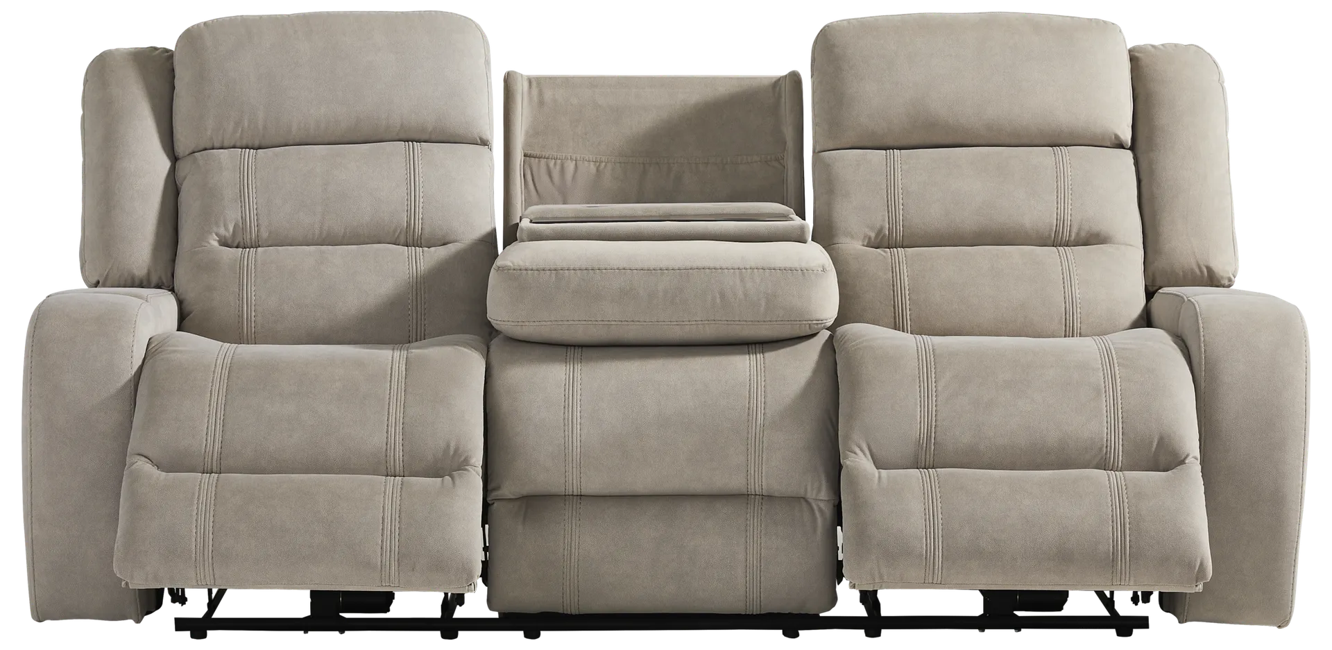 beige power reclining sofa