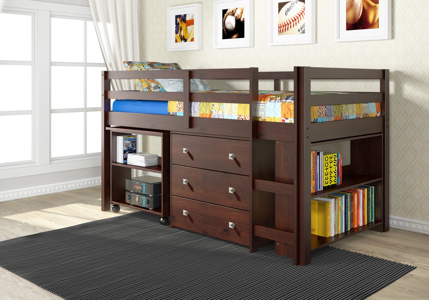 McVay Brown Twin Low Loft Bed - Thumbnail - Image 2