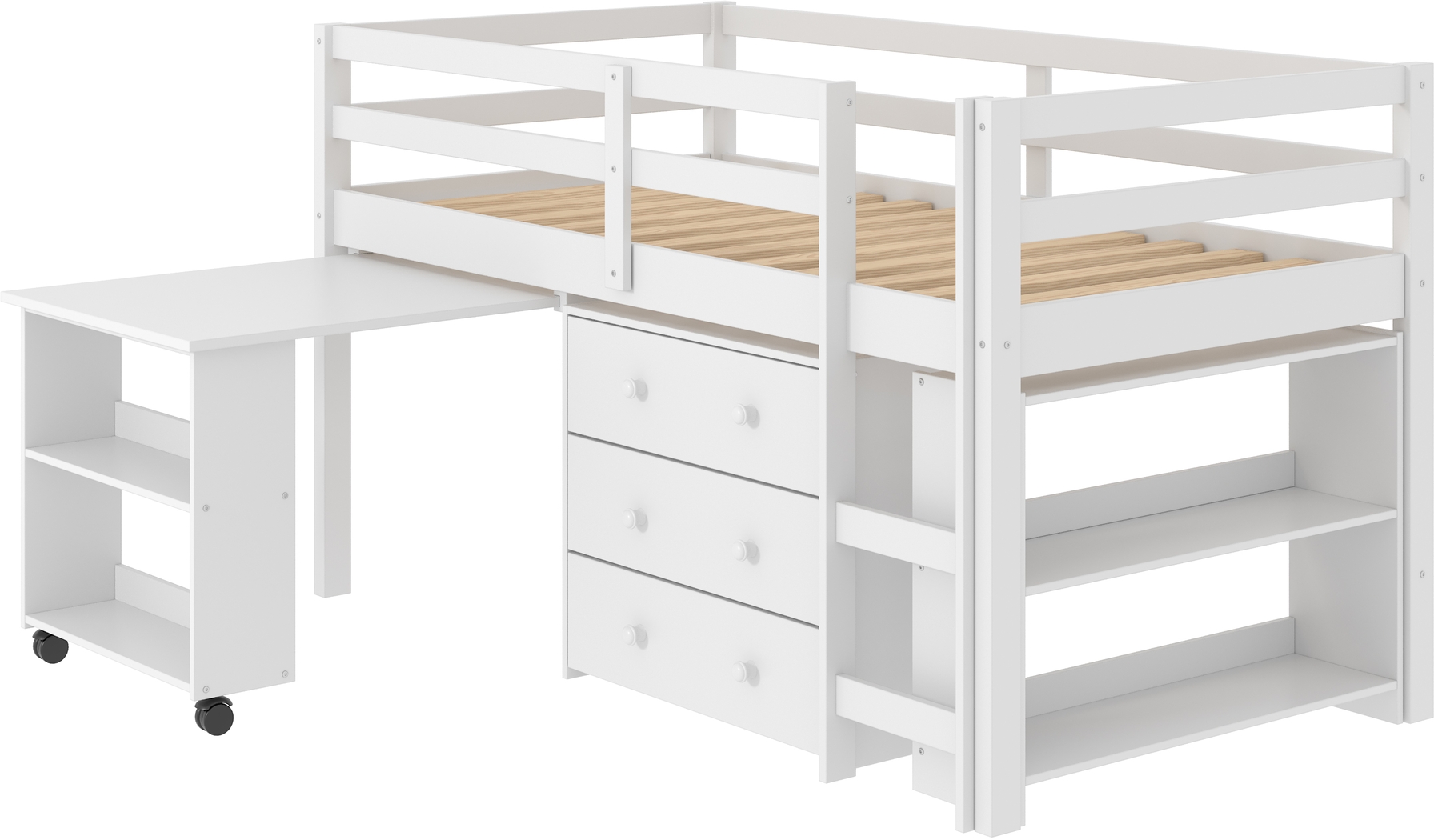 McVay White Twin Low Loft Bed - Thumbnail - Image 3