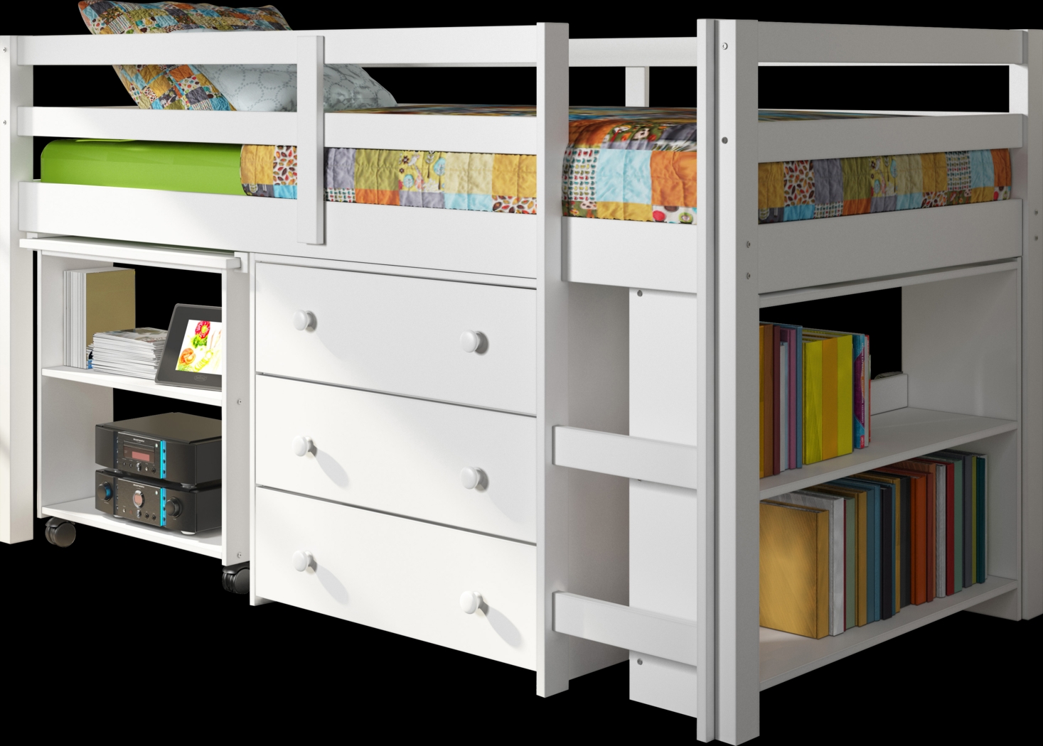 McVay White Twin Low Loft Bed - Thumbnail - Image 1