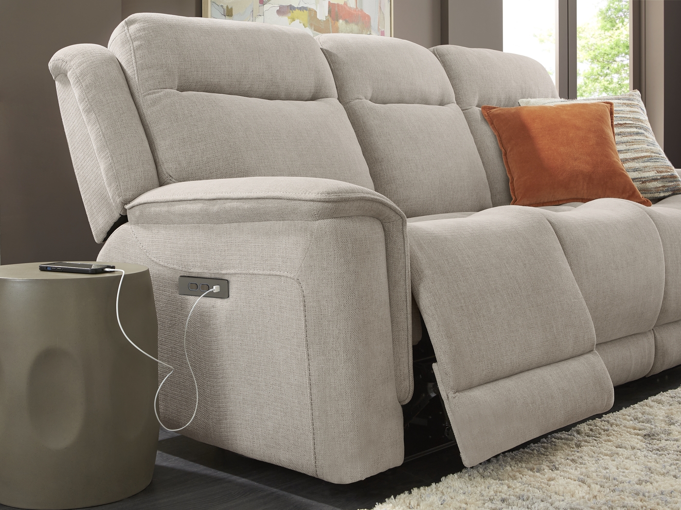 Meadow Park Cement 7 Pc Dual Power Reclining Living Room - Thumbnail - Image 4