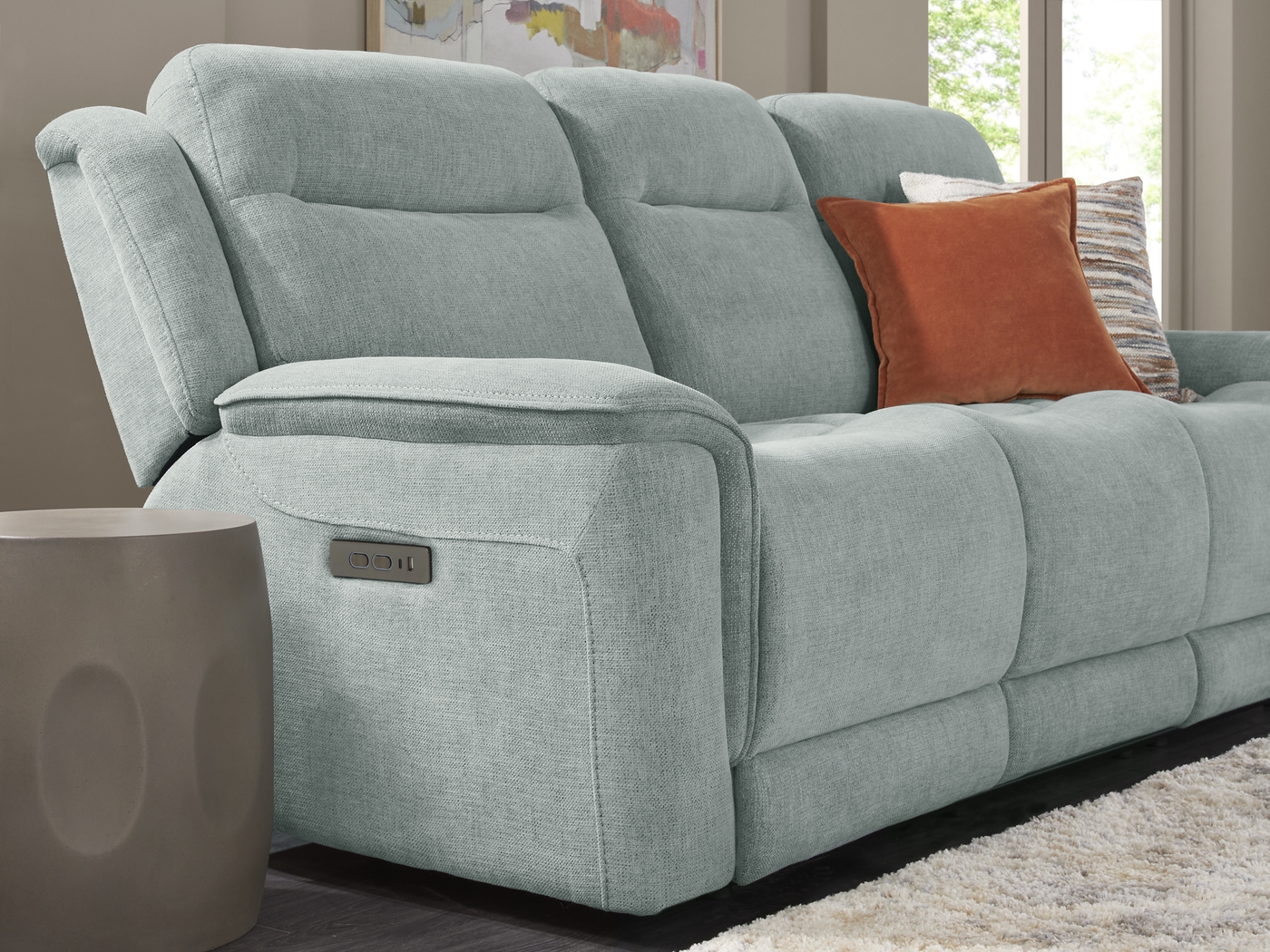 Meadow Park Seafoam 6 Pc Dual Power Reclining Living Room - Thumbnail - Image 8