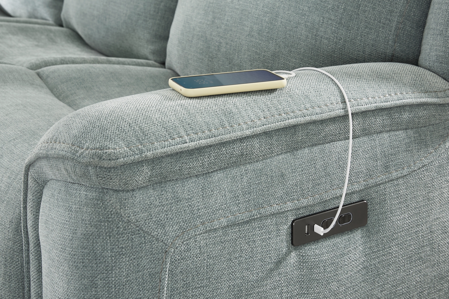 Meadow Park Seafoam 6 Pc Dual Power Reclining Living Room - Thumbnail - Image 9