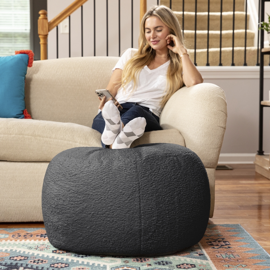 Meashi Black Shearling Pouf - Thumbnail - Image 3