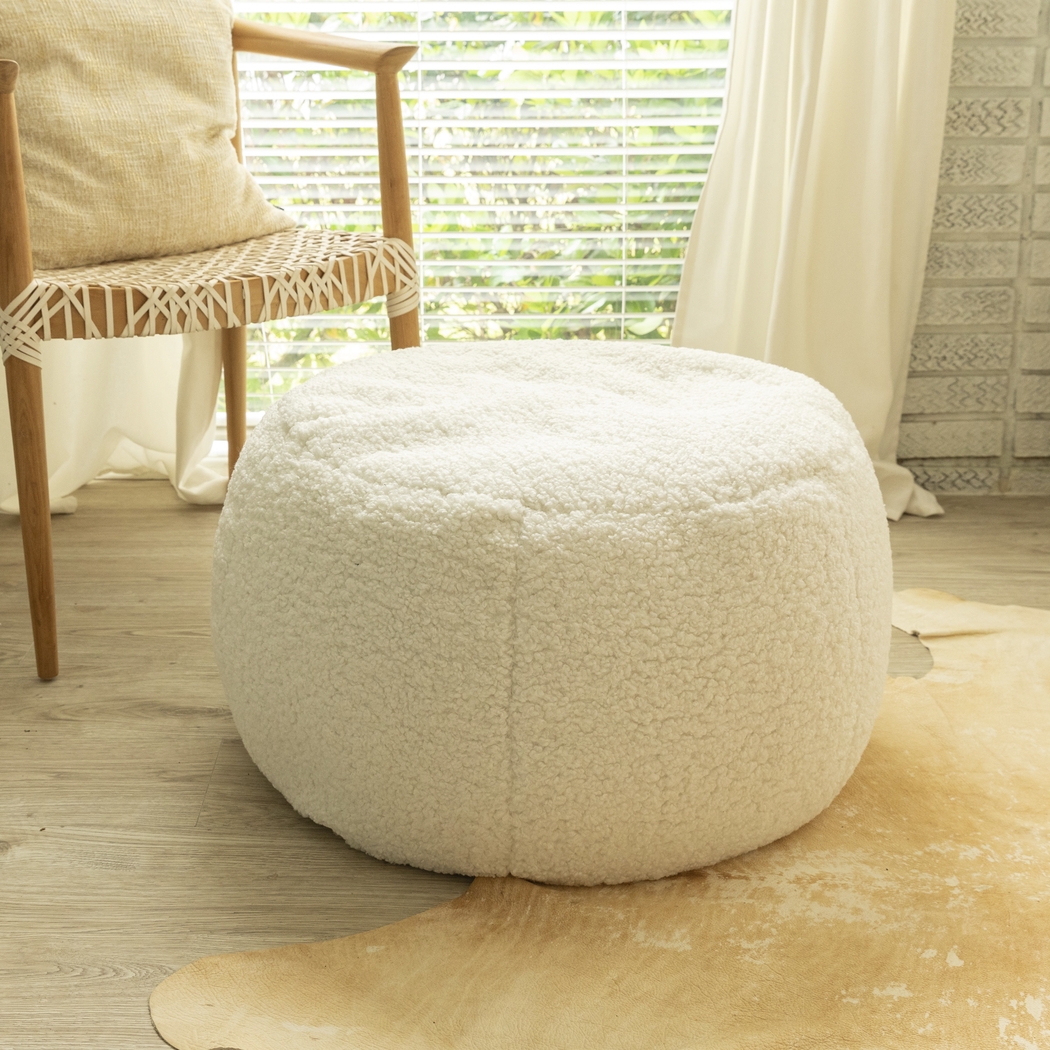 Meashi White Shearling Pouf - Thumbnail - Image 5