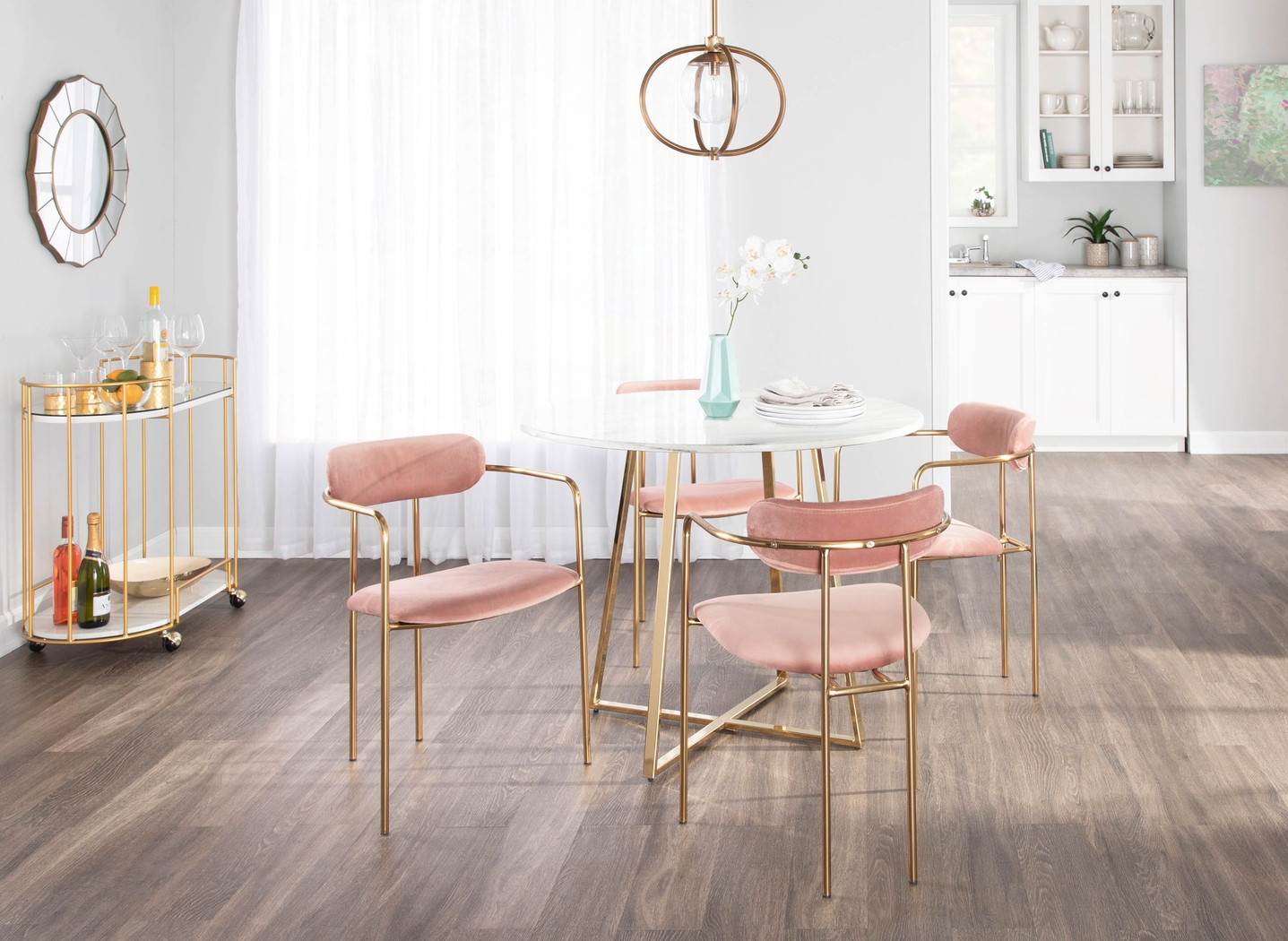 Meckling Pink Arm Chair, Set of 2 - Thumbnail - Image 9