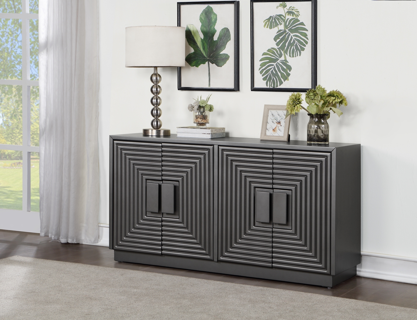 Medellian Gray 4 Door Accent Cabinet - Thumbnail - Image 2