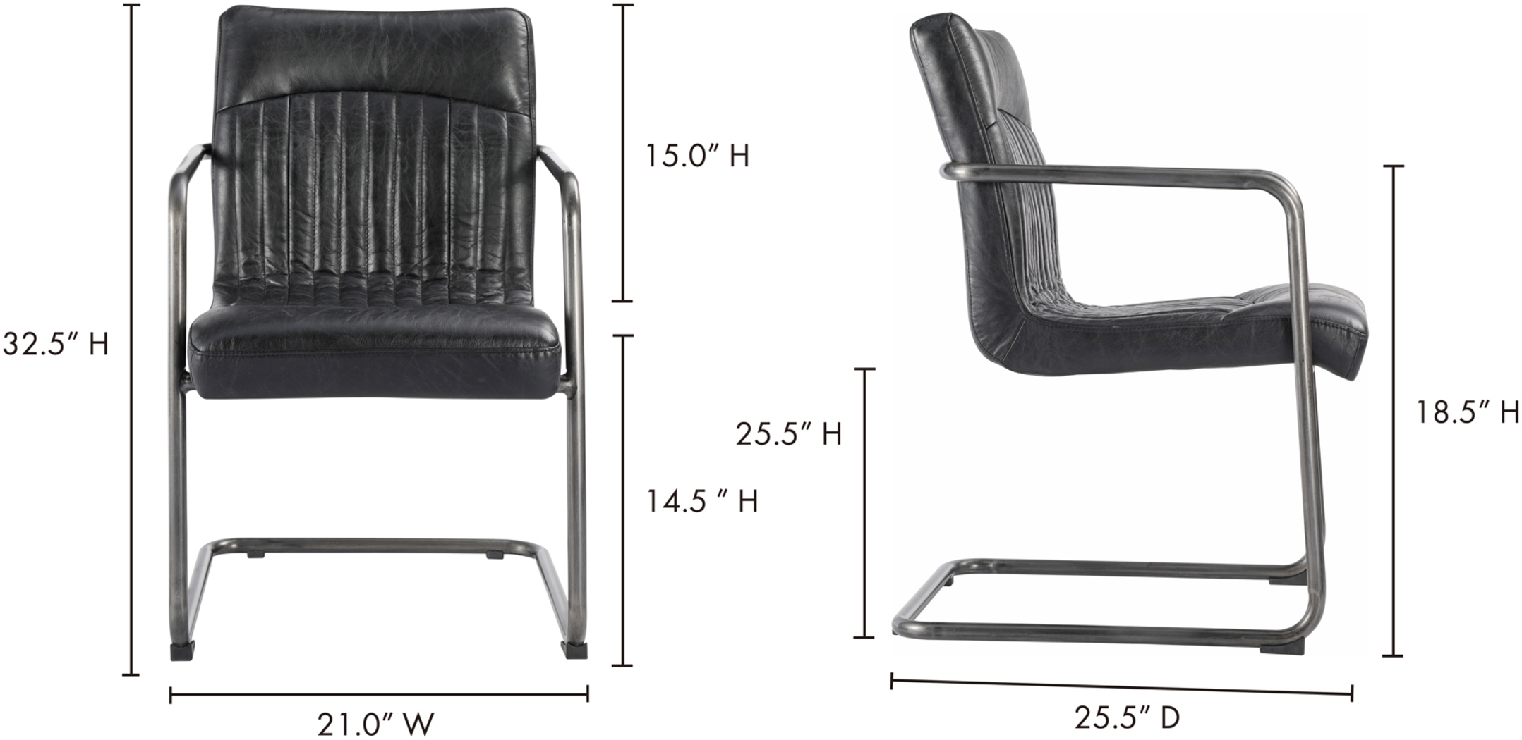 Medill Black Arm Chair, Set of 2 - Thumbnail - Image 7