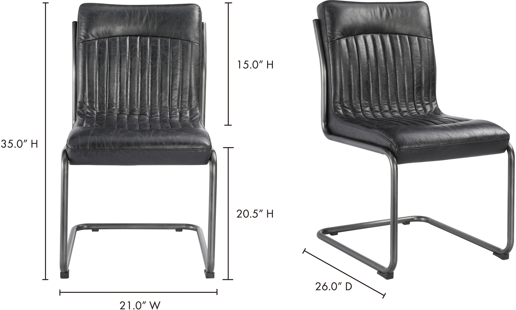 Medill Black Side Chair, Set of 2 - Thumbnail - Image 7