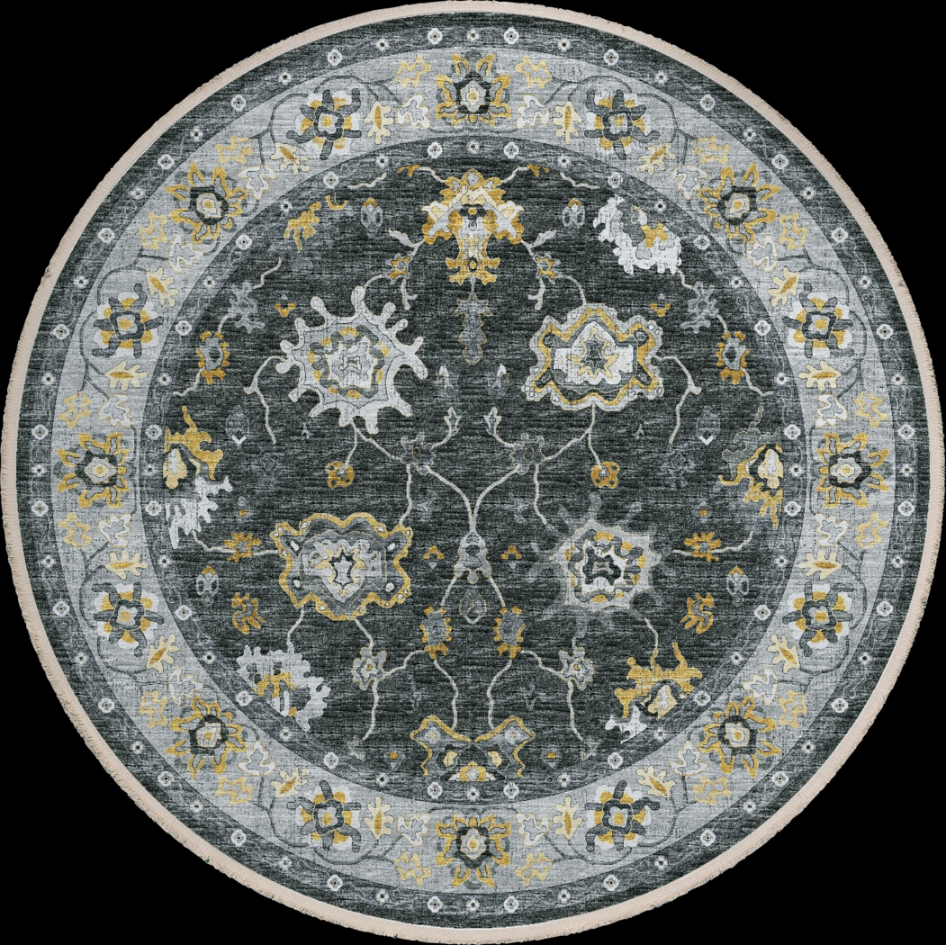 Medrick Black 8' Round Rug - Thumbnail - Image 1