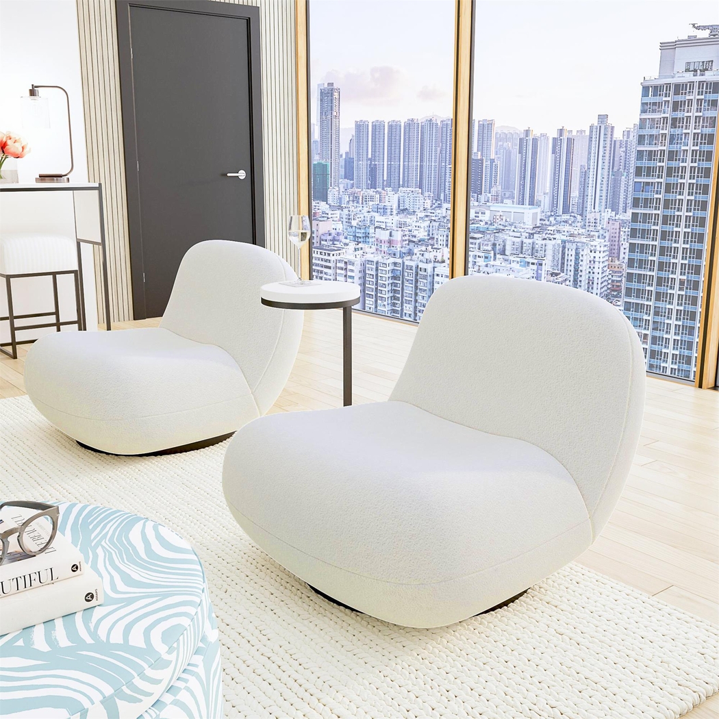 Mehlville White Swivel Accent Chair - Thumbnail - Image 3