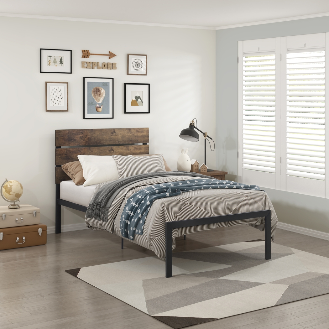 Meigs Brown Twin Platform Bed - Thumbnail - Image 2