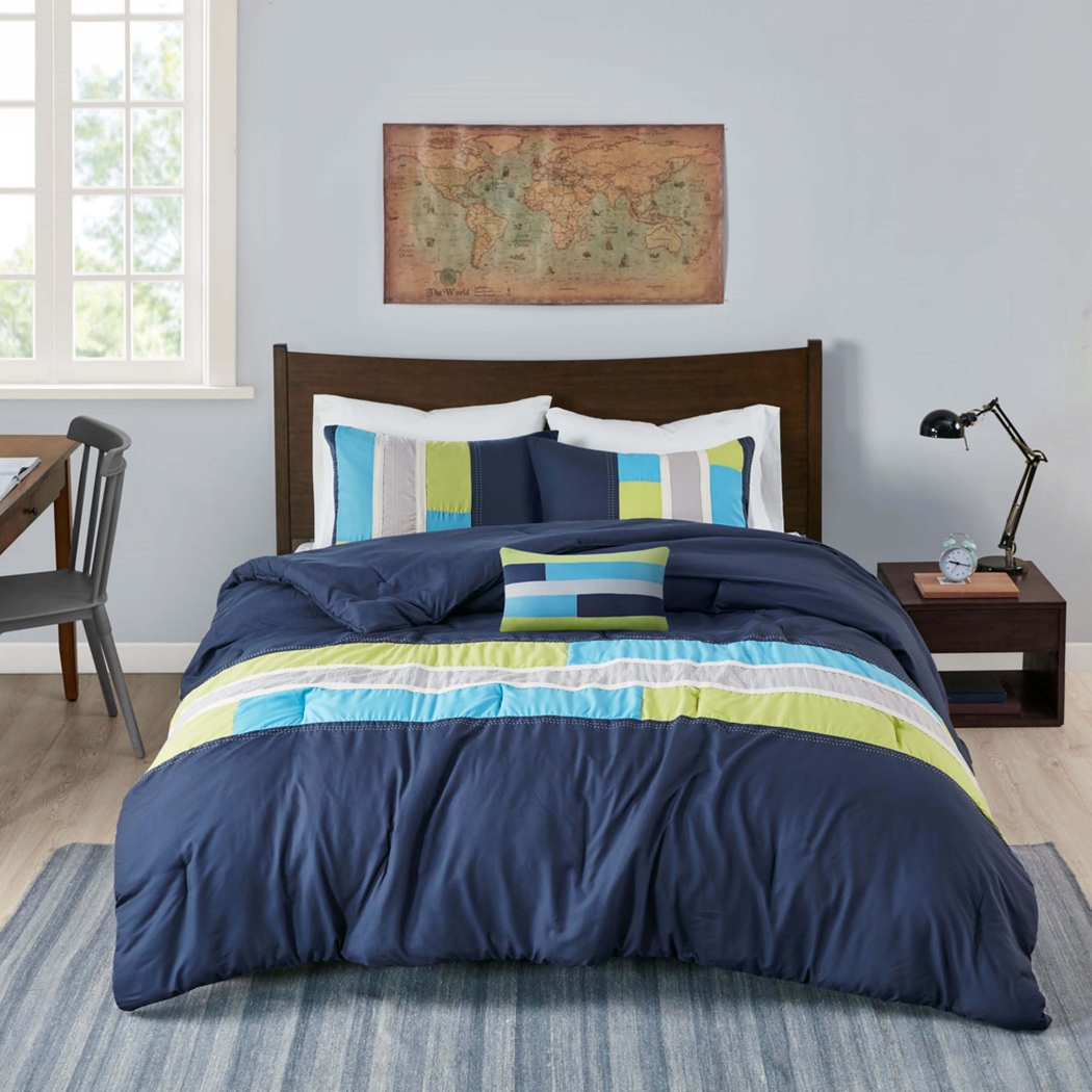 Meike Blue Full Comforter Set - Thumbnail - Image 2