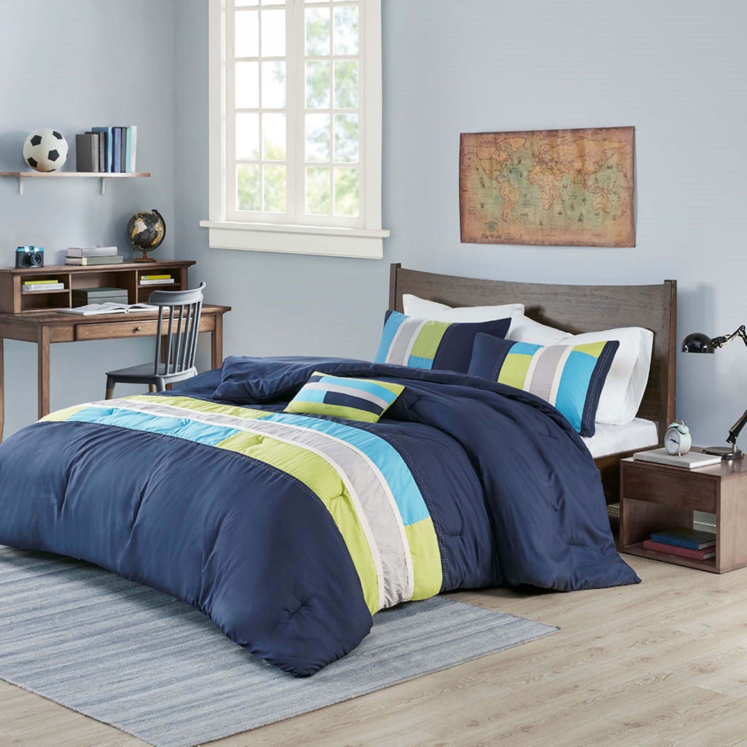 Meike Blue Twin Comforter Set - Thumbnail - Image 3