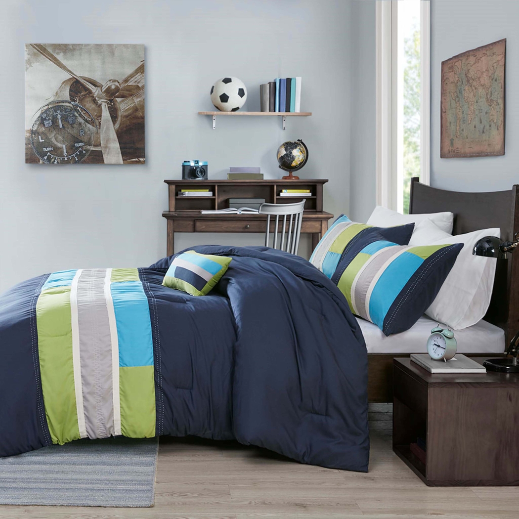 Meike Blue Twin Comforter Set - Thumbnail - Image 4