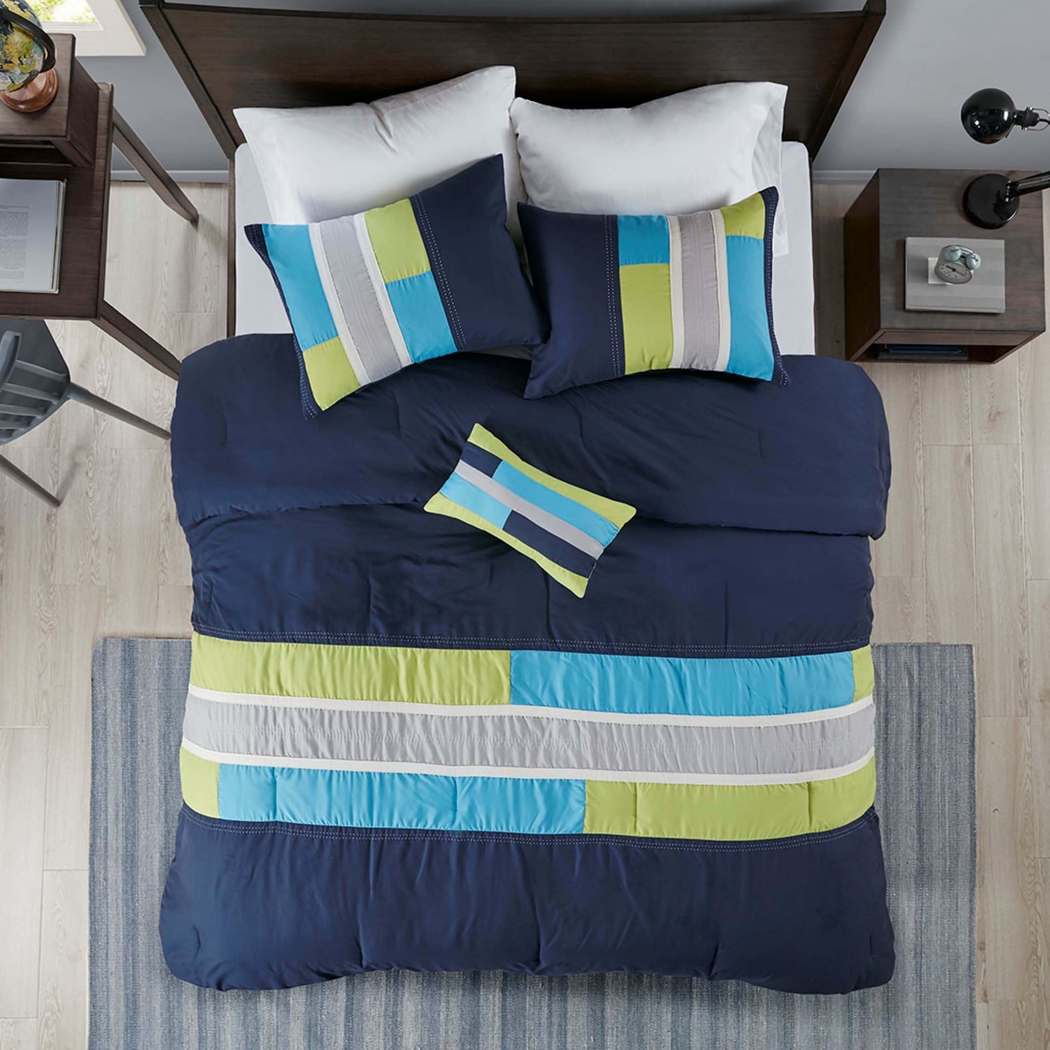 Meike Blue Twin Comforter Set - Thumbnail - Image 5