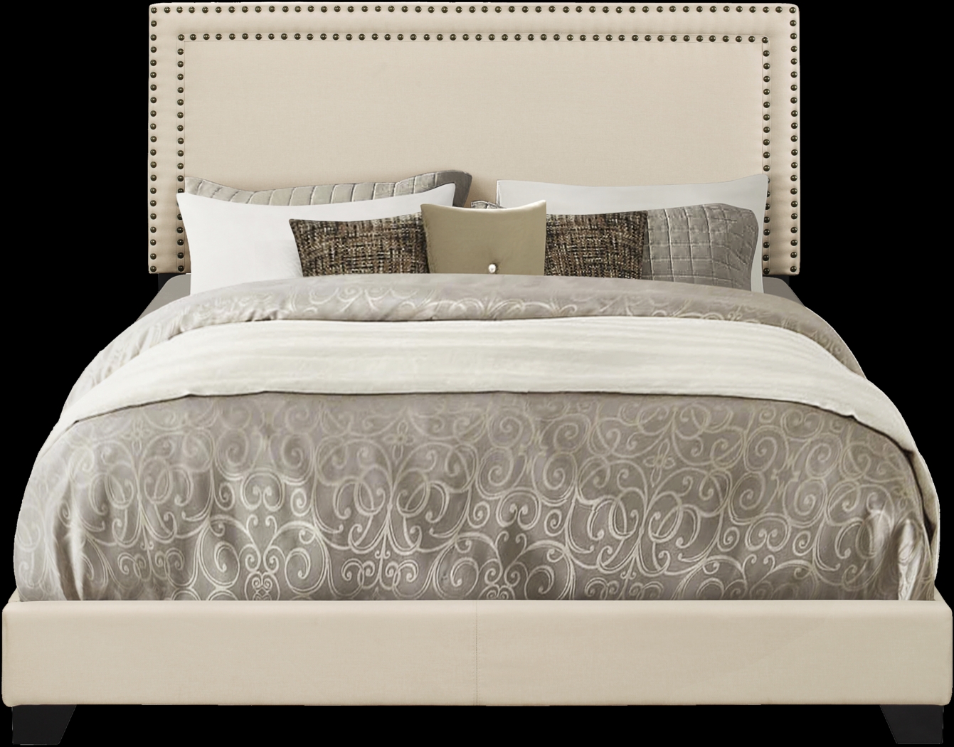 Melina Cream King Upholstered Bed - Thumbnail - Image 1