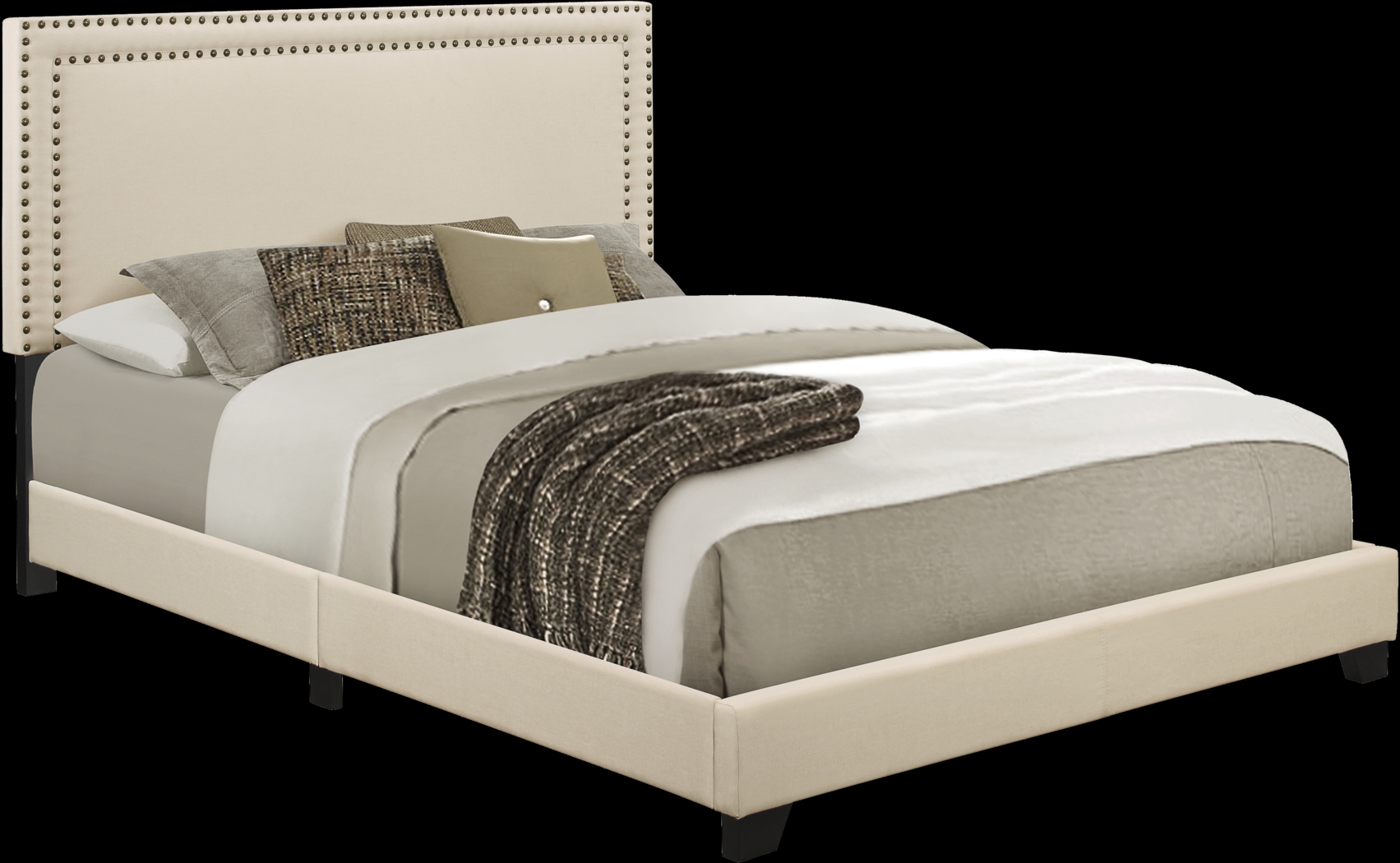 Melina Cream Queen Upholstered Bed - Thumbnail - Image 3