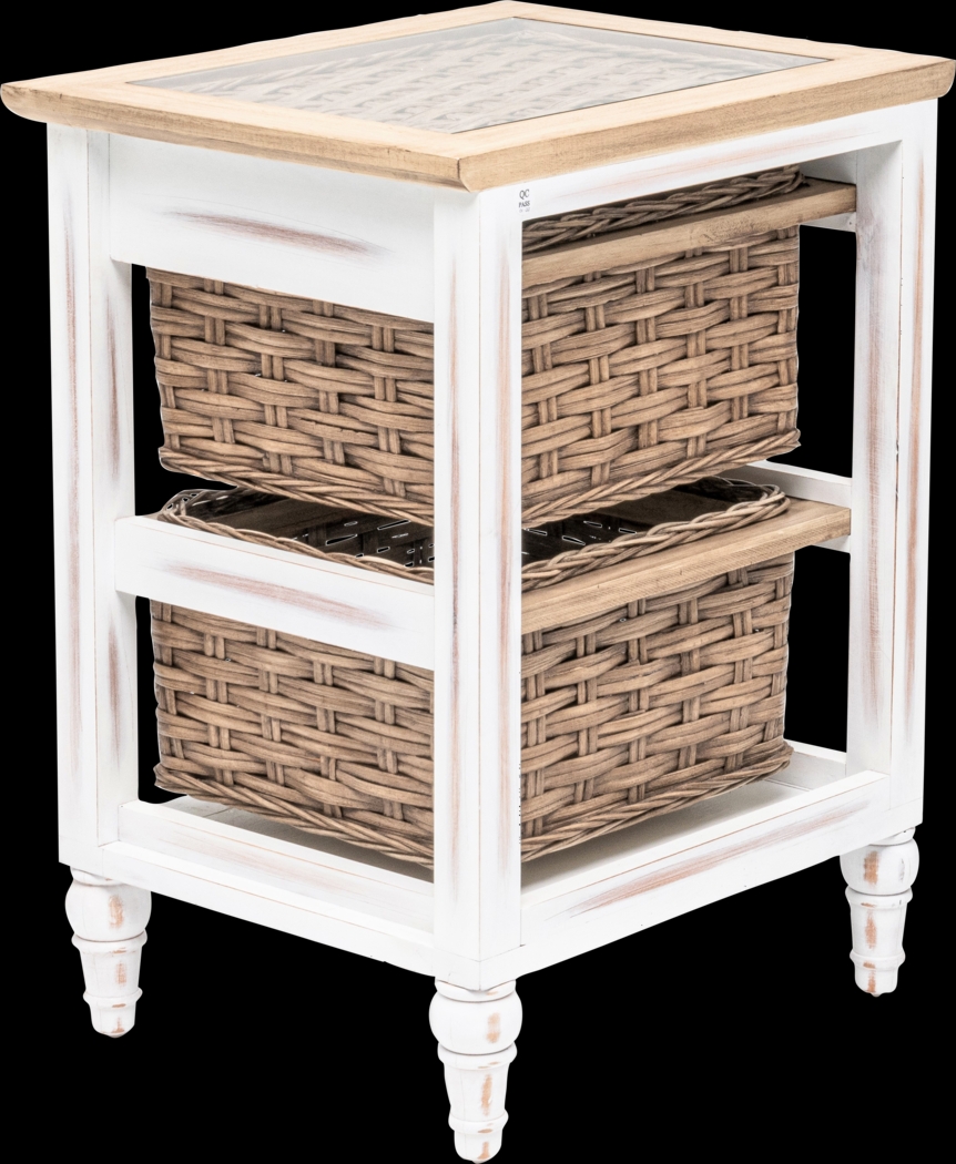 Melkre White 2 Basket Storage Cabinet - Thumbnail - Image 1