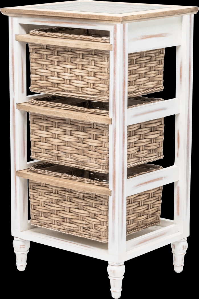 Melkre White 3 Basket Storage Cabinet - Thumbnail - Image 1