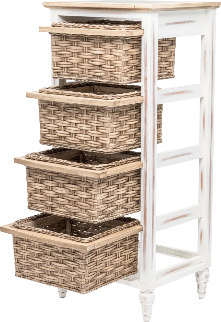 Melkre White 4 Basket Storage Cabinet - Thumbnail - Image 3