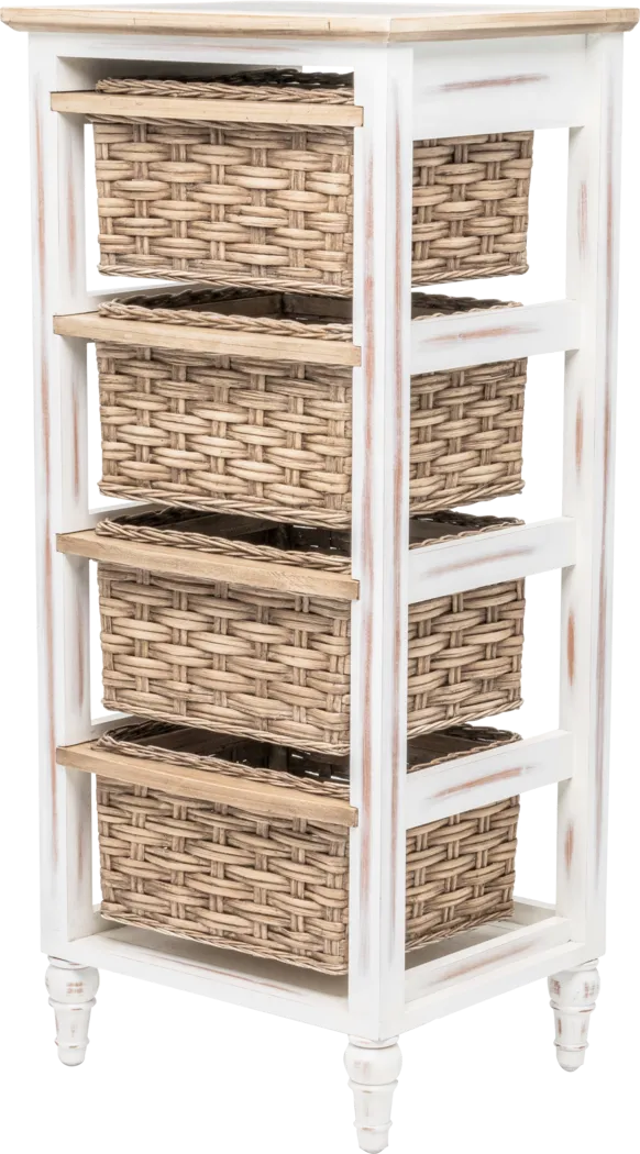Melkre White 4 Basket Storage Cabinet - Thumbnail - Image 1