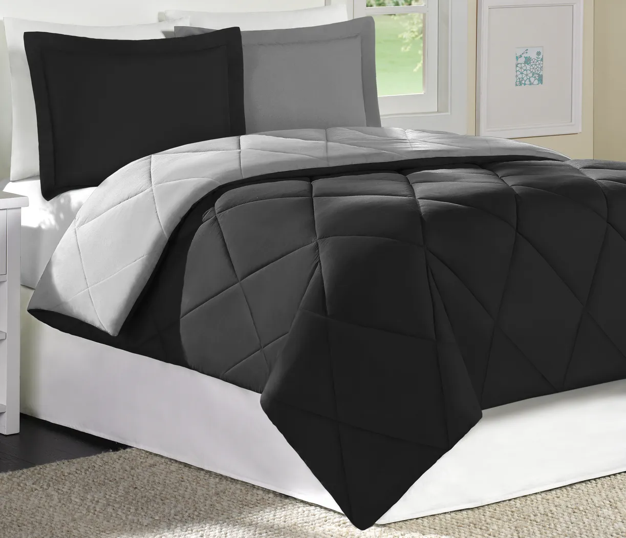 Melody Black-Grey Full Bed Set - Thumbnail - Image 1