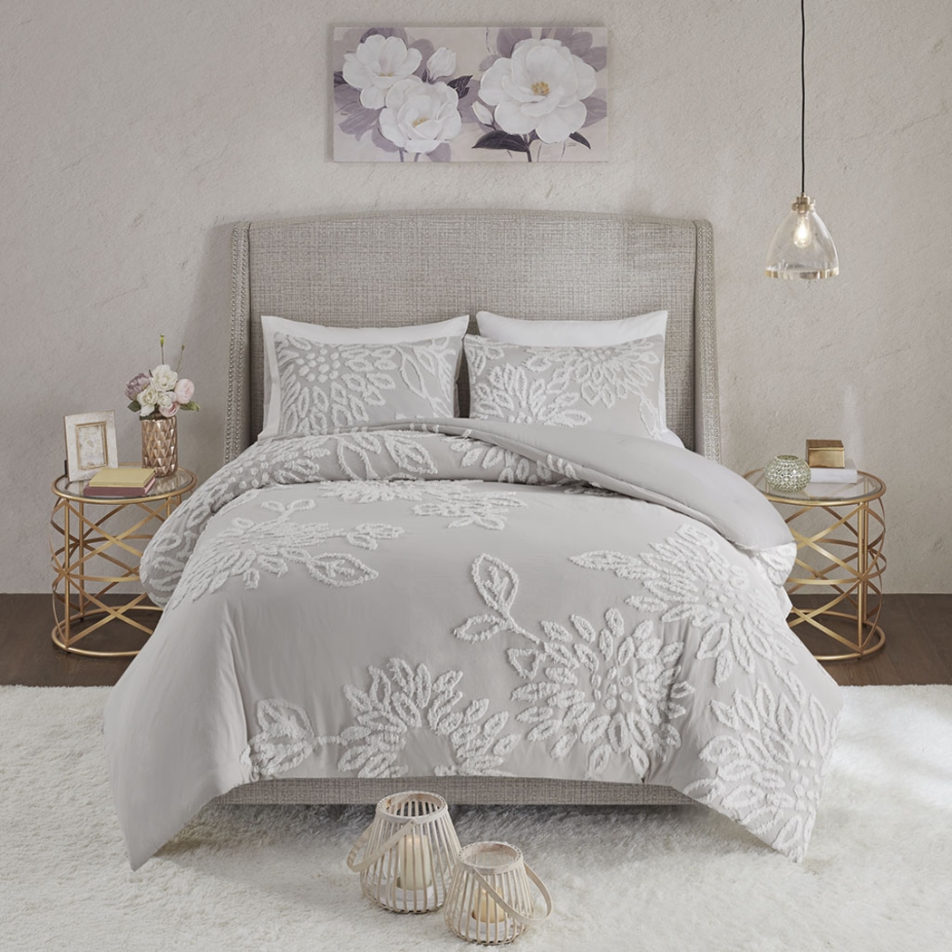 Melpomene Gray 3 Pc Full/Queen Duvet Set - Thumbnail - Image 2