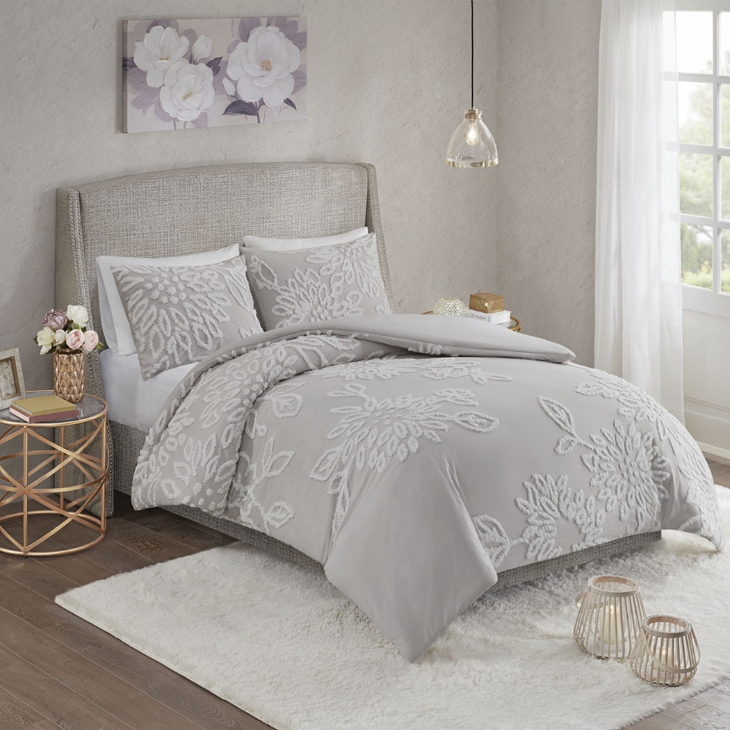 Melpomene Gray 3 Pc Full/Queen Duvet Set - Thumbnail - Image 1