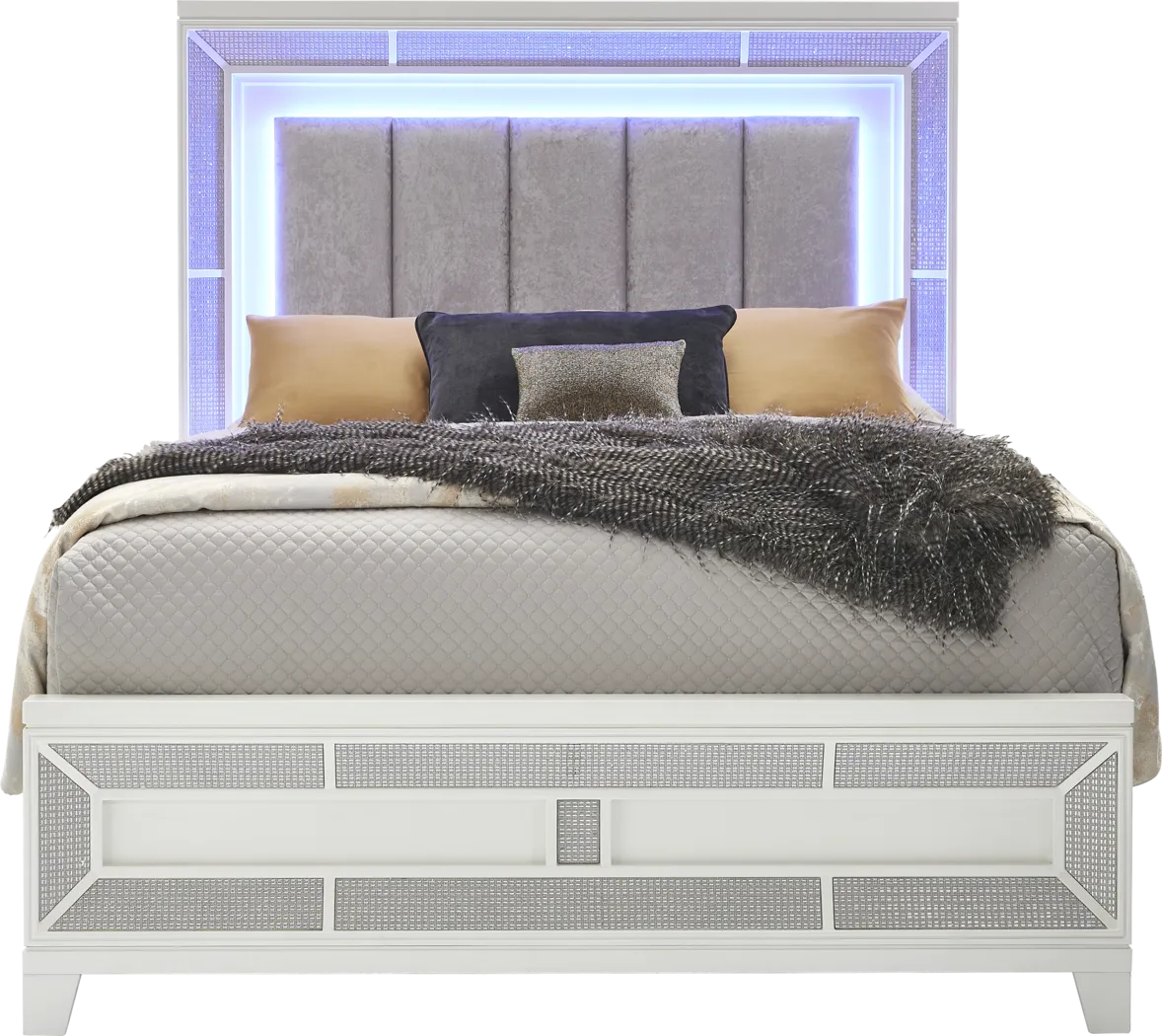 Melrose White 3 Pc Queen Upholstered Bed - Thumbnail - Image 3