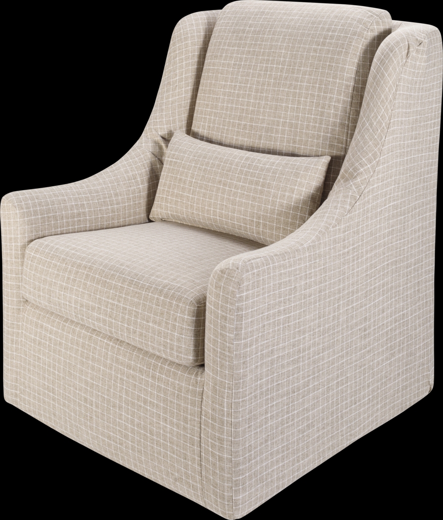 Melugo Beige Swivel Accent Chair - Thumbnail - Image 1