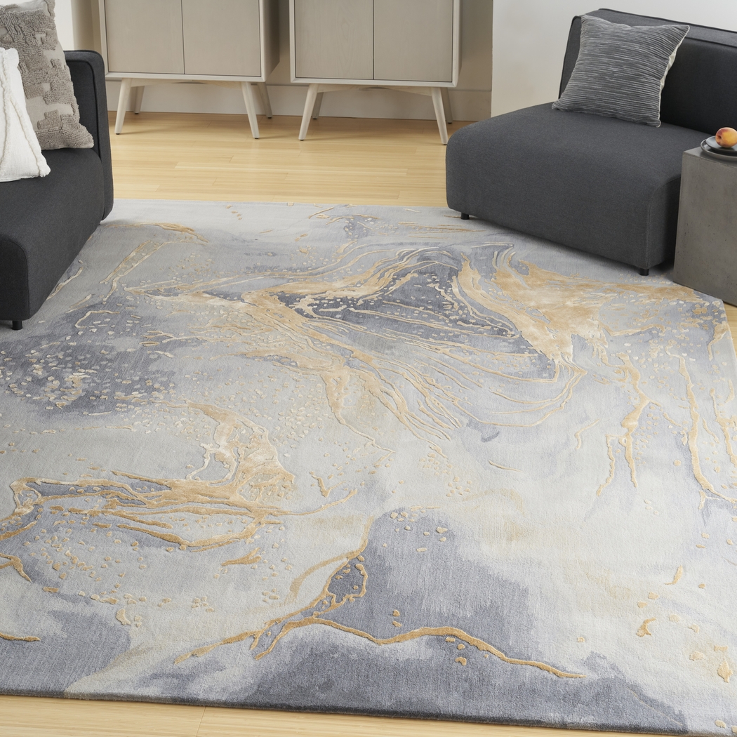 Meniog Gray/Gold 5'6 x 7'5 Rug - Thumbnail - Image 2