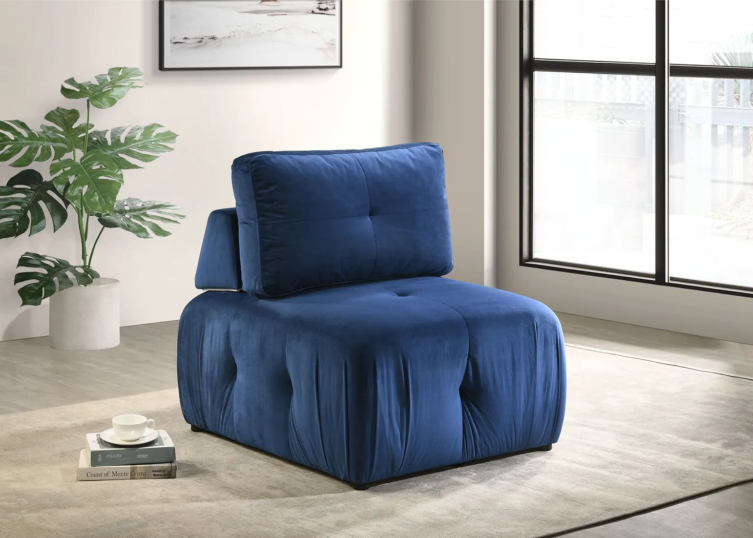 Menna Blue Accent Chair - Thumbnail - Image 2
