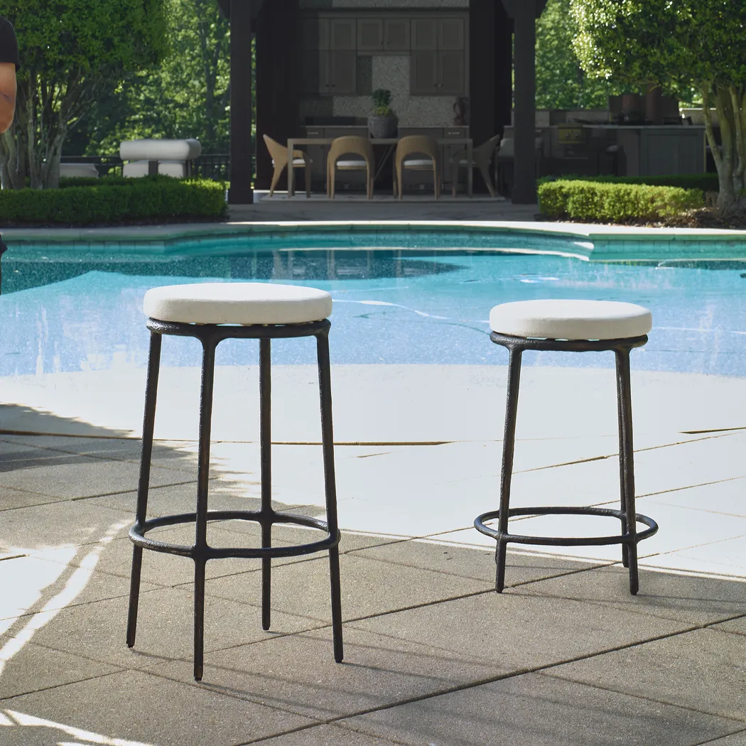 Meras White Outdoor Counter Stool - Thumbnail - Image 2