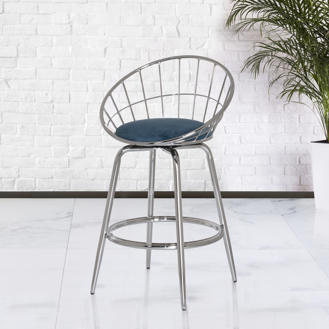 Mercia Blue Swivel Counter Height Stool - Thumbnail - Image 8