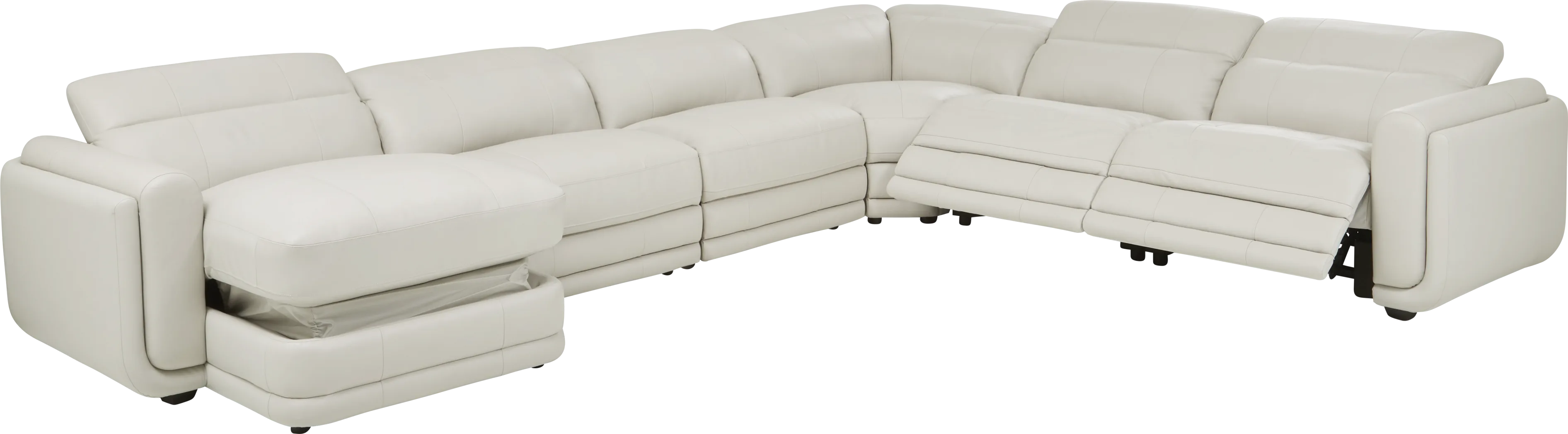 Meridien Ice Leather 6 Pc Dual Power Reclining Sectional - Thumbnail - Image 3