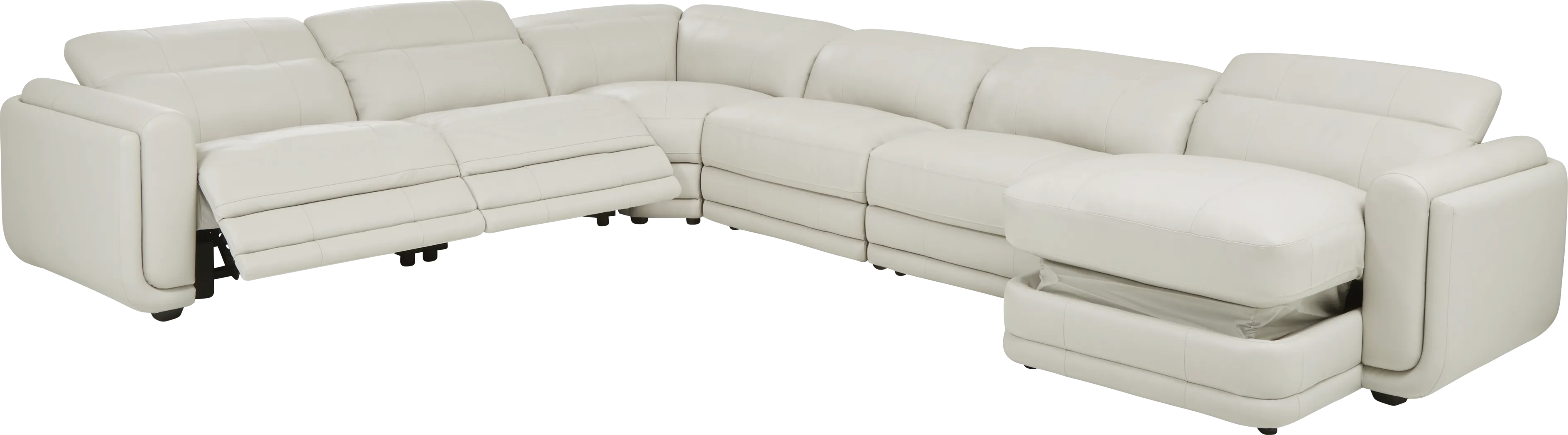 Meridien Ice Leather 6 Pc Dual Power Reclining Sectional - Thumbnail - Image 3