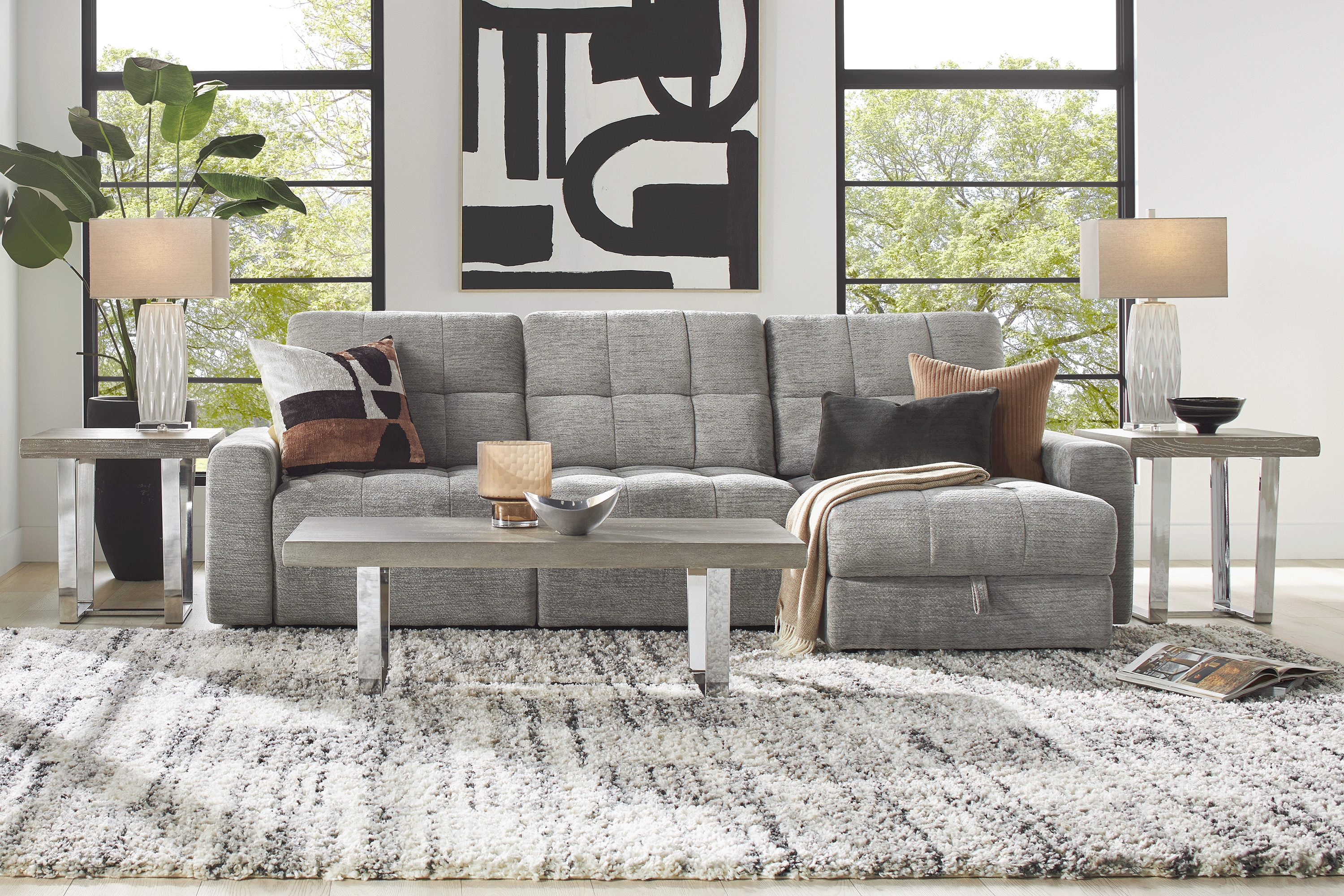 Meriwether Gray 6 Pc Power Slider Sectional Living Room - Thumbnail - Image 1