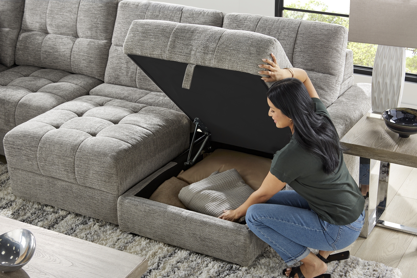 Meriwether Gray 9 Pc Power Slider Sectional Living Room - Thumbnail - Image 12