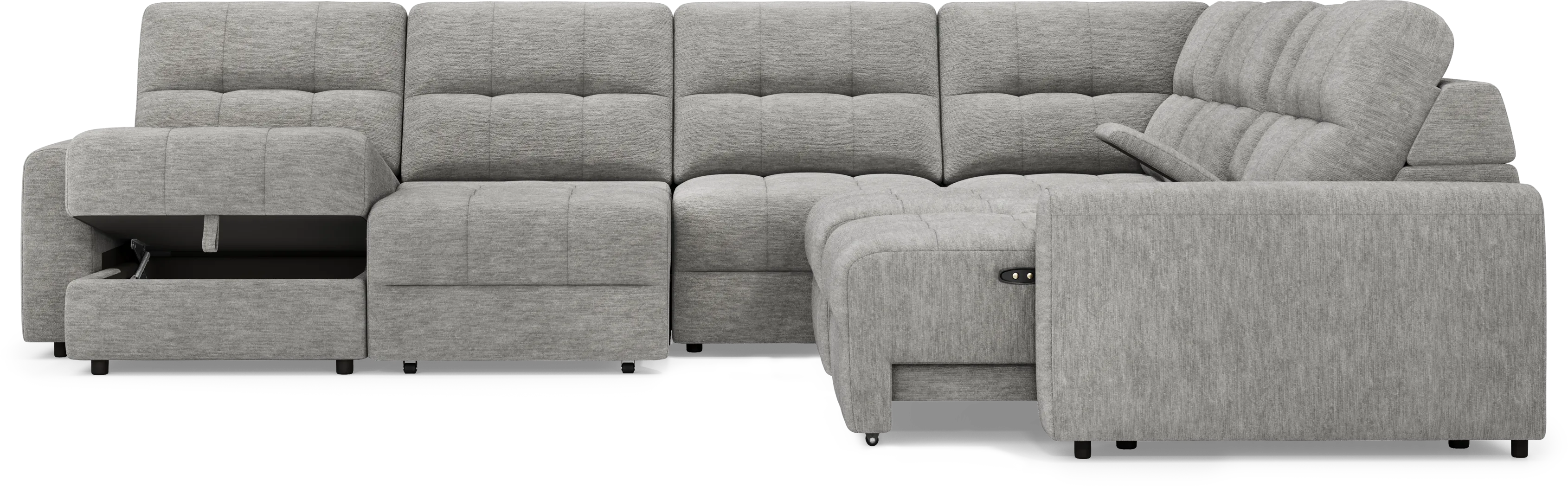 Meriwether Gray 7 Pc Power Slider Sectional - Image 5