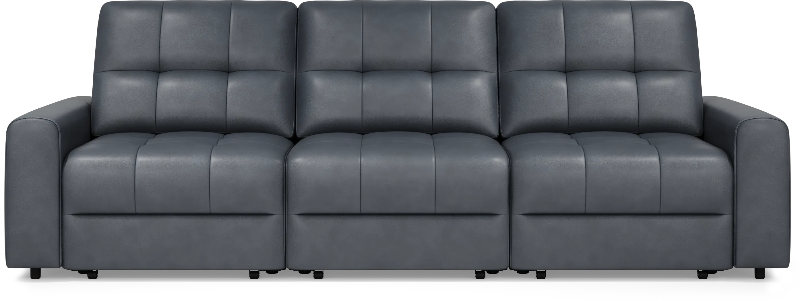 Meriwether Slate Blue Leather 3 Pc Power Slider Sectional - Thumbnail - Image 2
