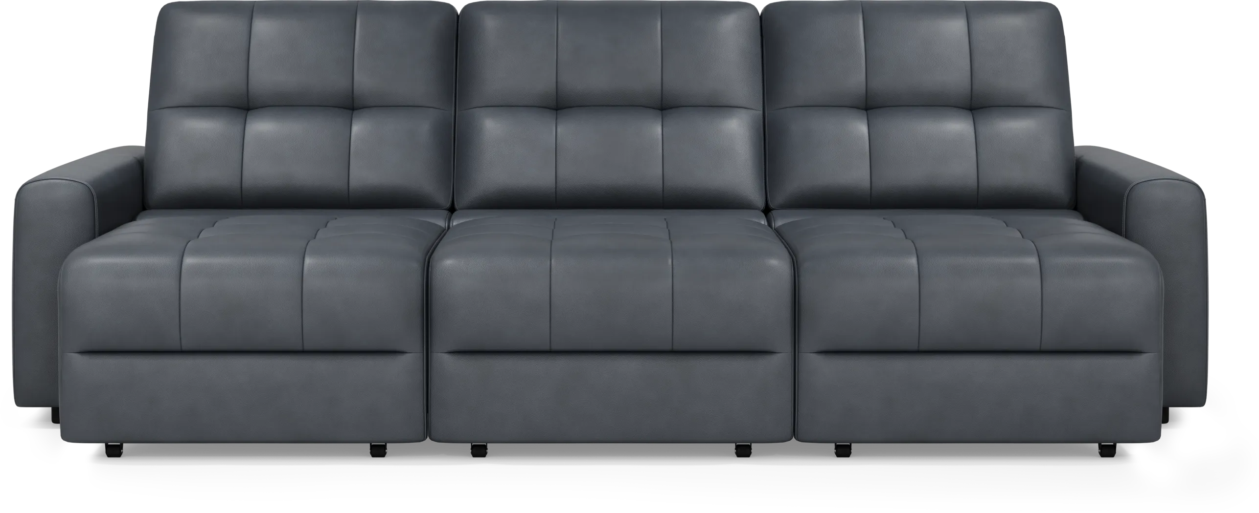 Meriwether Slate Blue Leather 3 Pc Power Slider Sectional - Thumbnail - Image 3