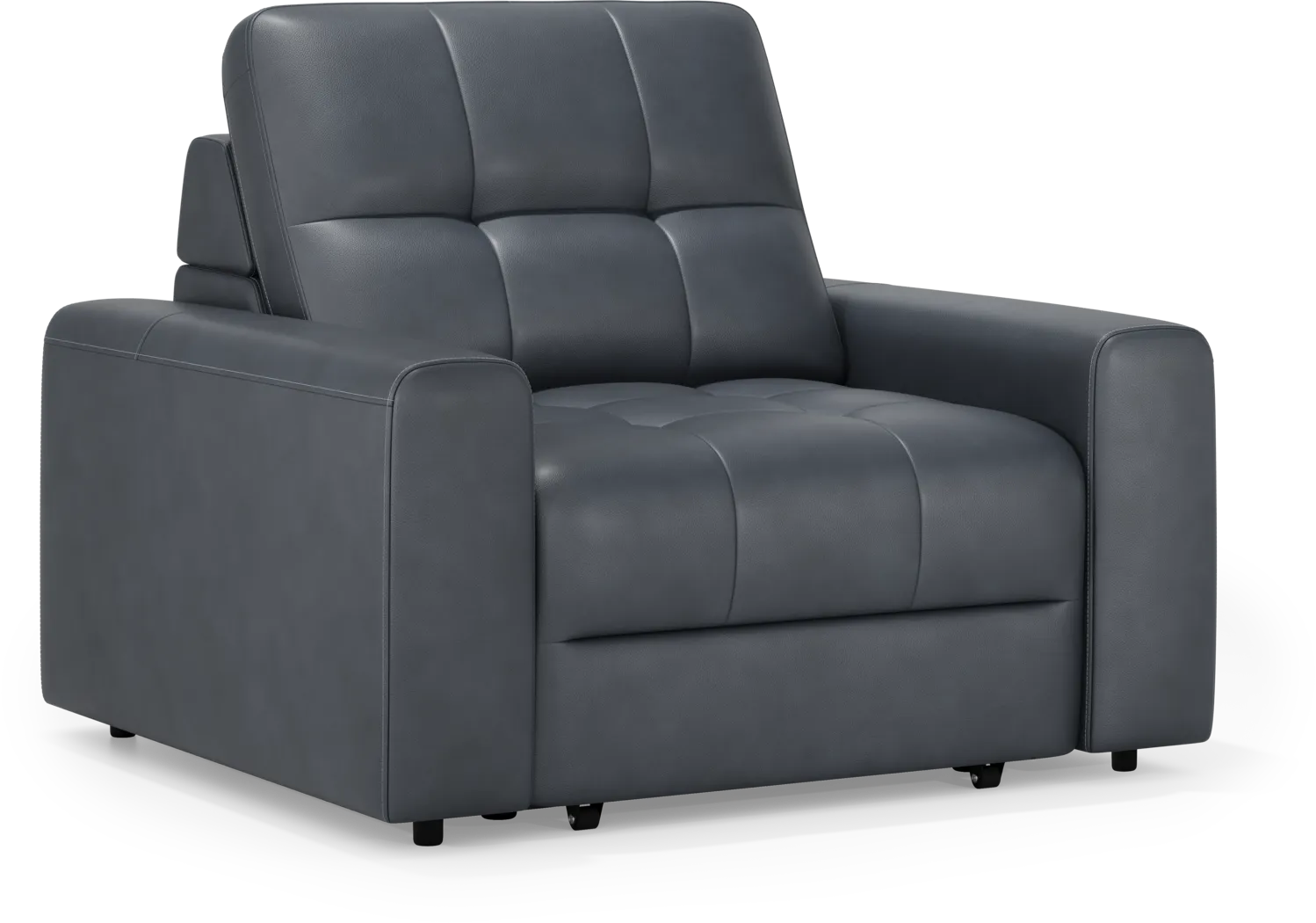 Meriwether Slate Blue Leather Power Slider Chair - Thumbnail - Image 3