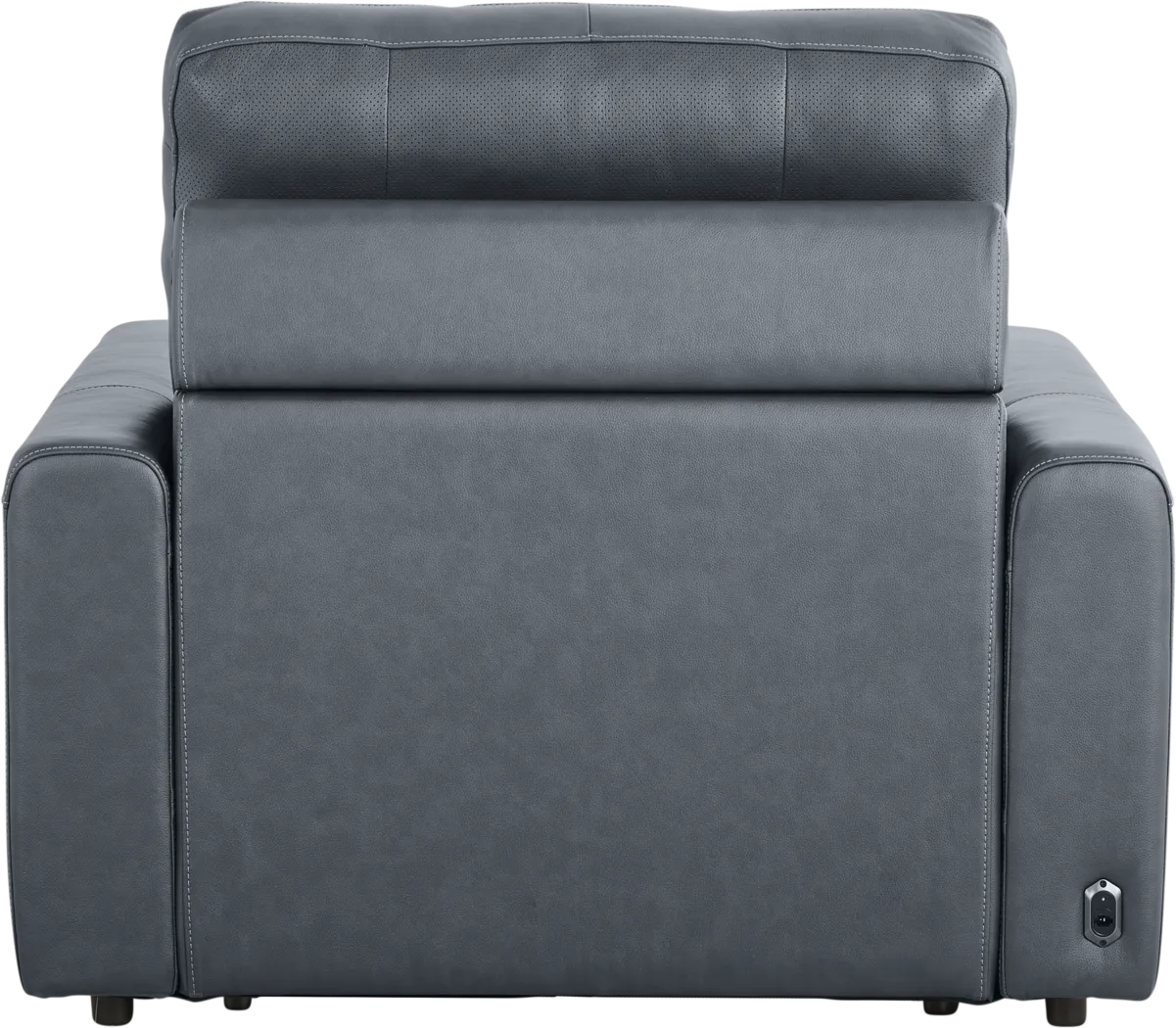 Meriwether Slate Blue Leather Power Slider Chair - Thumbnail - Image 4